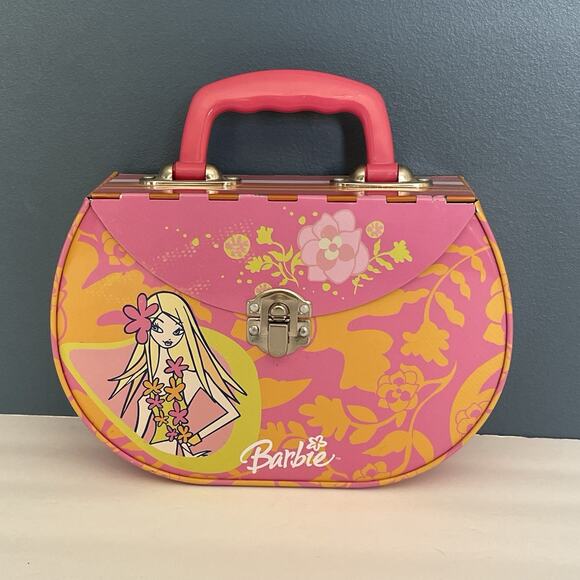 Barbie Handbag Tin Storage Purse by Tin Box Co. 2004 Flower Power Vibe - Picture 1 of 8